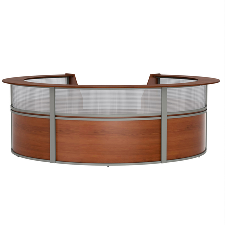 LINEA ITALIA Reception Desk, 11.1 ft D, 11.8 ft W, 46 in H, Cherry, Clear, Thermofused Laminate ZUC319